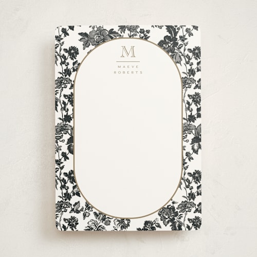This is a noir personalized stationery thank you cards with standard by Jenna Holcomb called toile printing on signature in 5x7
