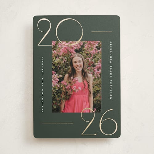 This is a ivy graduation announcements with foil pressed by Kelly Schmidt called numbered printing on signature in standard