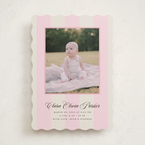 This is a fragola birth announcements with standard by Megan Davis called gelato printing on recycled smooth signature in standard