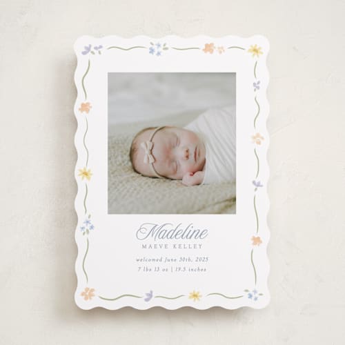 This is a bouquet birth announcements with standard by Robert and Stella called petite garden printing on smooth signature in standard