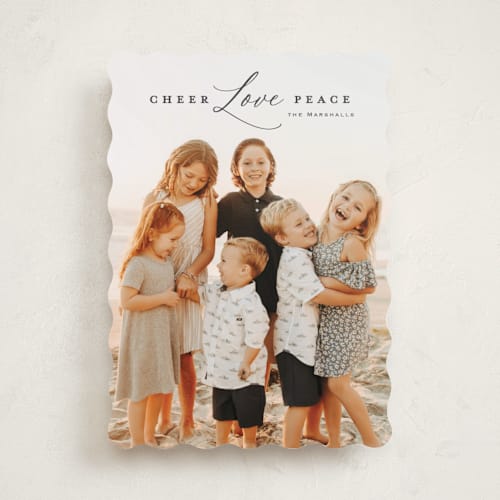 This is a charcoal photo christmas cards with standard by Carolyn MacLaren called happy faith family printing on recycled smooth signature in standard