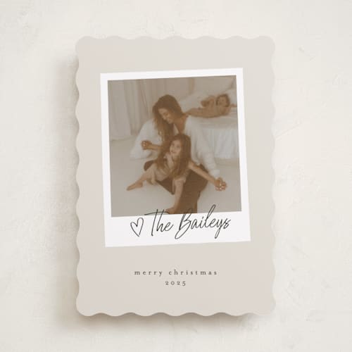 This is a cream photo christmas cards with standard by Karidy Walker called holiday snapshot printing on recycled smooth signature in standard