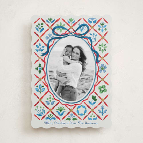 This is a wintermint photo christmas cards with standard by Paper Sun Studio called patchwork christmas printing on recycled smooth signature in standard