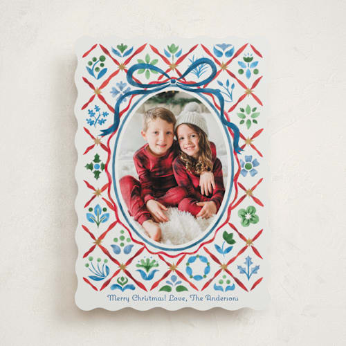 This is a wintermint photo christmas cards with standard by Paper Sun Studio called patchwork christmas printing on recycled smooth signature in standard