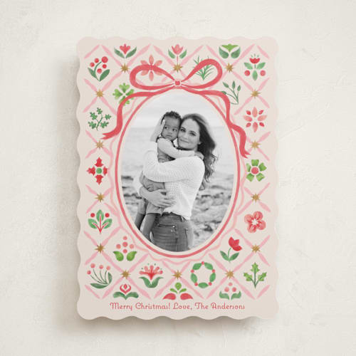 This is a taffy photo christmas cards with standard by Paper Sun Studio called patchwork christmas printing on recycled smooth signature in standard