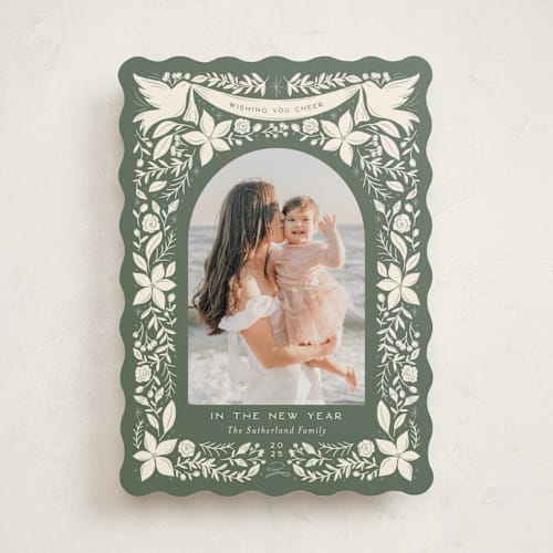 This is a pine photo christmas cards with standard by Erin German called heaven and nature sing frame printing on recycled smooth signature in standard