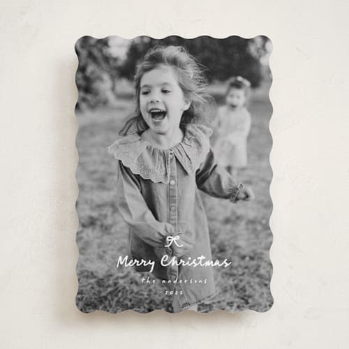 This is a snow photo christmas cards with standard by Ashley Iwafuchi called written sentiment printing on recycled smooth signature in standard