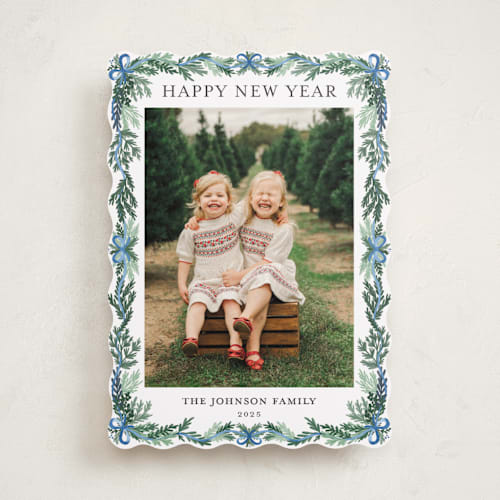 This is a frosty blue photo christmas cards with standard by Angel Walker called traditional christmas printing on recycled smooth signature in standard