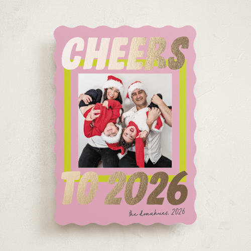 This is a gumdrop foil pressed holiday cards with foil pressed by Shari Margolin called bold and bright printing on recycled smooth signature in standard