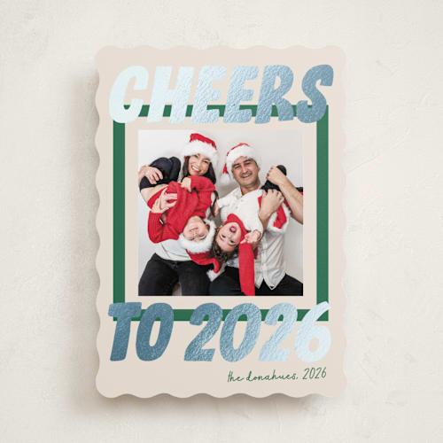 This is a snowman foil pressed holiday cards with foil pressed by Shari Margolin called bold and bright printing on recycled smooth signature in standard