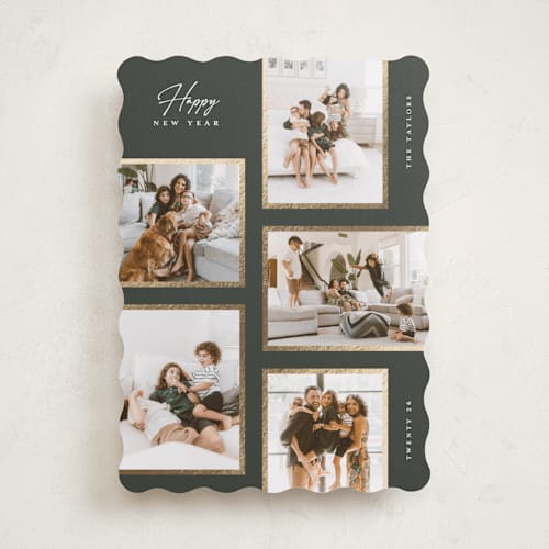 This is a pine foil pressed holiday cards with foil pressed by Michelle Taylor called gilded gallery printing on recycled smooth signature in standard