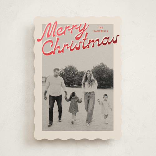 This is a candy cane foil pressed holiday cards with foil pressed by Ekko Studio called nostalgia printing on recycled smooth signature in standard