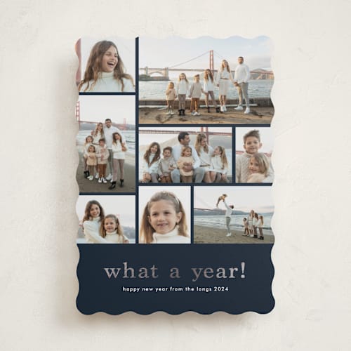 This is a lake foil pressed holiday cards with foil pressed by Stacey Meacham called at a glance printing on recycled smooth signature in standard