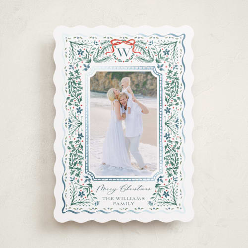 This is a spruce foil pressed holiday cards with foil pressed by Paper Sun Studio called vintage christmas printing on recycled smooth signature in standard