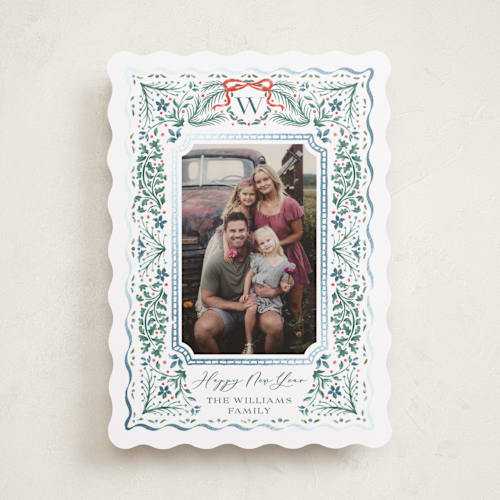 This is a spruce foil pressed holiday cards with foil pressed by Paper Sun Studio called vintage christmas printing on recycled smooth signature in standard