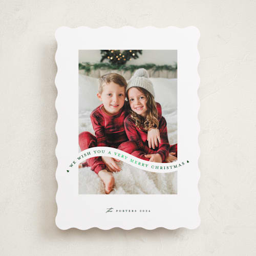 This is a noble fir foil pressed holiday cards with foil pressed by Erica Krystek called christmas curve printing on recycled smooth signature in standard