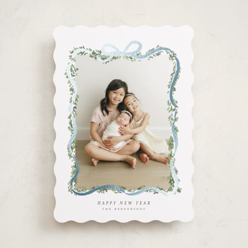 This is a juniper foil pressed holiday cards with foil pressed by Itsy Belle Studio called ribbonly frame printing on recycled smooth signature in standard