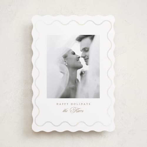 This is a pearl gloss press holiday cards with gloss press by Ana Sharpe called ethereal joy printing on recycled smooth signature in standard