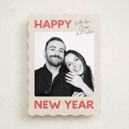 This is a candy cane new year photo cards with standard by Carmia Jordaan called big and bold printing on recycled smooth signature in standard