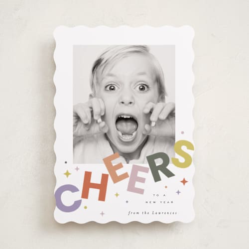 This is a fruit punch new year photo cards with standard by Everett Paper Goods called dazzle printing on recycled smooth signature in standard