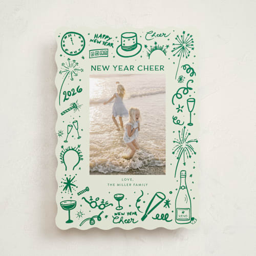This is a forest new year photo cards with standard by Erika Firm called new year cheer doodles printing on recycled smooth signature in standard