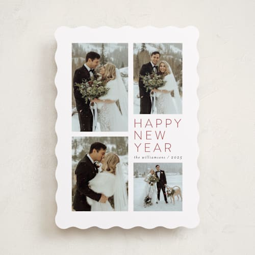 This is a berry new year photo cards with standard by Jen Tips called all aglow printing on recycled smooth signature in standard