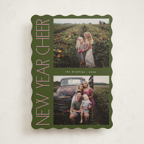This is a fern new year photo cards with standard by Lindsay Megahed called sideways printing on recycled smooth signature in standard