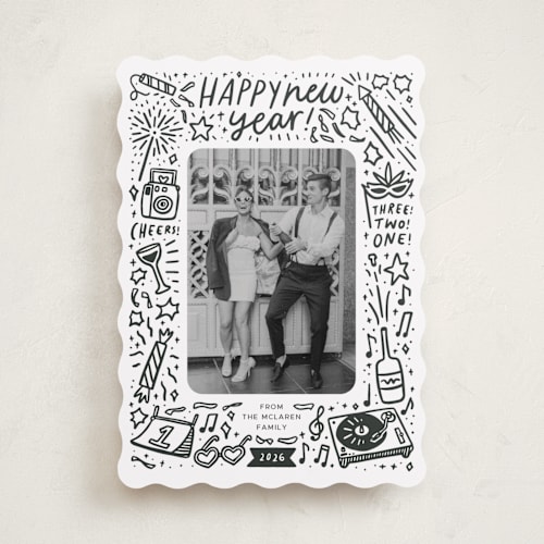 This is a metal new year photo cards with standard by Abbigail Lim called three! two! one! printing on recycled smooth signature in standard