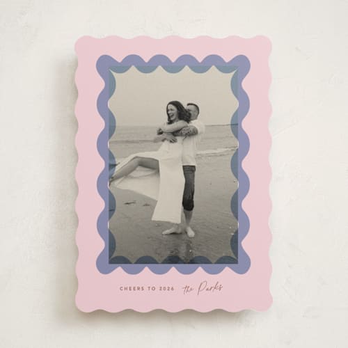 This is a jam new year photo cards with standard by Creo Study called squiggle overlay printing on recycled smooth signature in standard