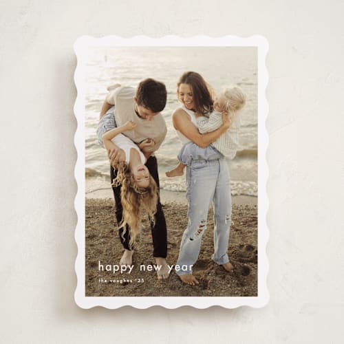 This is a cotton holiday photo cards with standard by Stacey Meacham called minimalist border printing on recycled smooth signature in standard