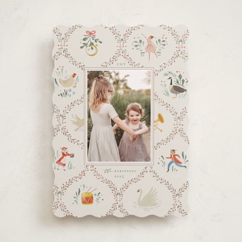 This is a ivory holiday photo cards with standard by Hannah Williams called twelfth day of christmas printing on recycled smooth signature in standard