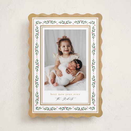 This is a halo holiday photo cards with standard by Mansi Verma called floral folk printing on recycled smooth signature in standard