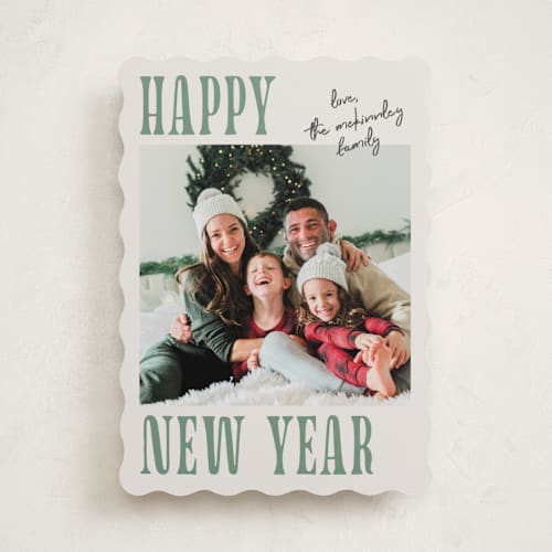 This is a moss holiday photo cards with standard by Kelly Watkins called merry modern printing on recycled smooth signature in standard