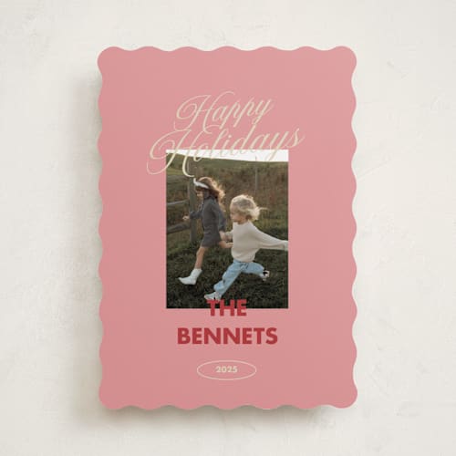 This is a holly berry holiday photo cards with standard by Helena Vitto called merry & bright days printing on recycled smooth signature in standard