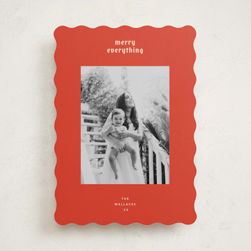 This is a persimmon holiday photo cards with standard by Carrie Moradi called hued mat printing on recycled smooth signature in standard