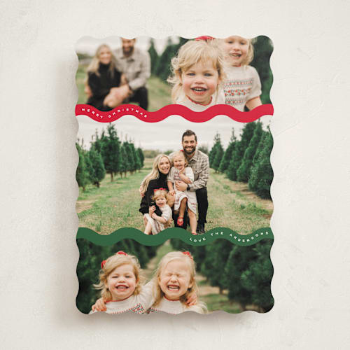 This is a christmas cheer holiday photo cards with standard by Brittany Braithwaite called wavy gallery printing on recycled smooth signature in standard