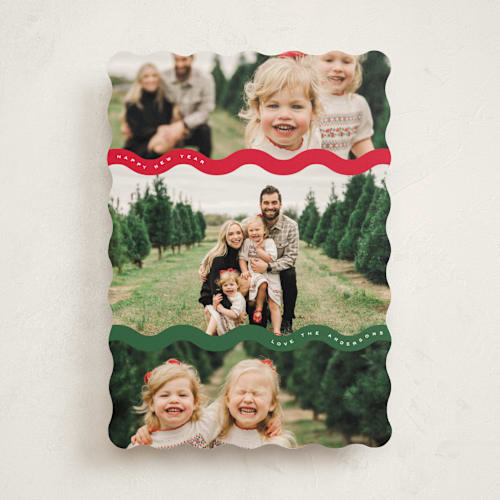 This is a christmas cheer holiday photo cards with standard by Brittany Braithwaite called wavy gallery printing on recycled smooth signature in standard
