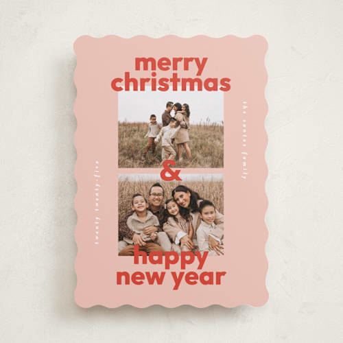 This is a candy cane holiday photo cards with standard by Lisa McLean called bold stack printing on recycled smooth signature in standard