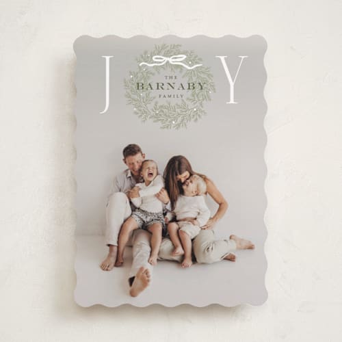 This is a wreath holiday photo cards with standard by Oscar and Emma - Karly Depew called family wreath printing on recycled smooth signature in standard