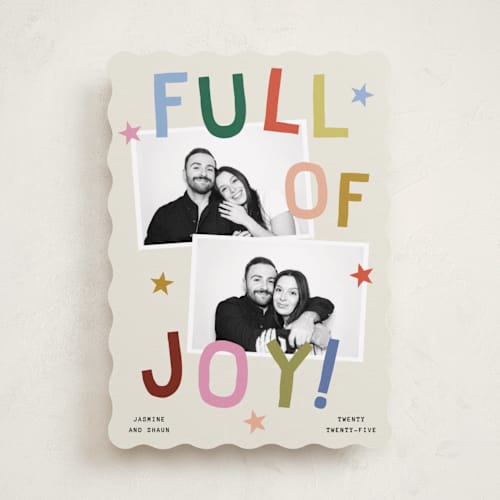 This is a jubilant holiday photo cards with standard by Kercia Jane called full of joy (& cheer) printing on recycled smooth signature in standard