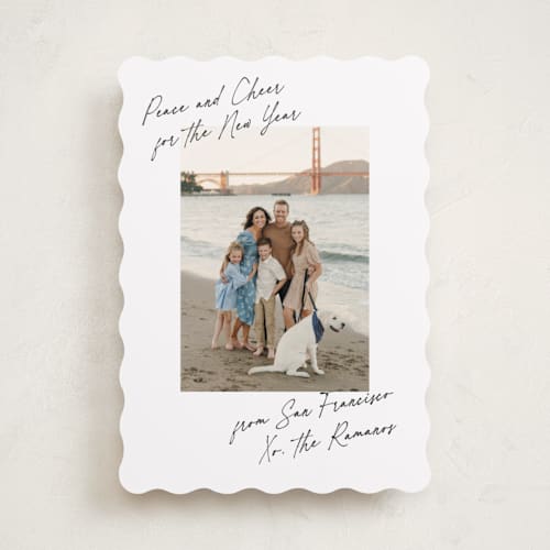 This is a vanilla holiday photo cards with standard by Creo Study called written it printing on recycled smooth signature in standard