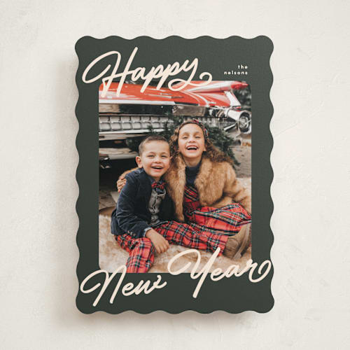 This is a olive holiday photo cards with standard by Pixel and Hank called the classic printing on recycled smooth signature in standard