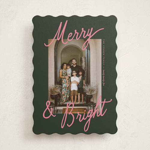 This is a mistletoe holiday photo cards with standard by Pixel and Hank called jottings printing on recycled smooth signature in standard