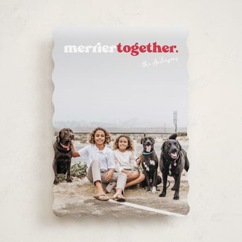 This is a santa suit holiday photo cards with standard by Carrie ONeal called togetherness printing on recycled smooth signature in standard