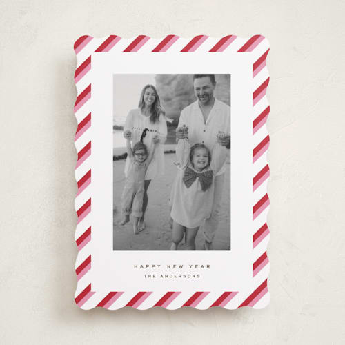This is a candy cane holiday photo cards with standard by Yuliya Evseeva called candy frame printing on recycled smooth signature in standard