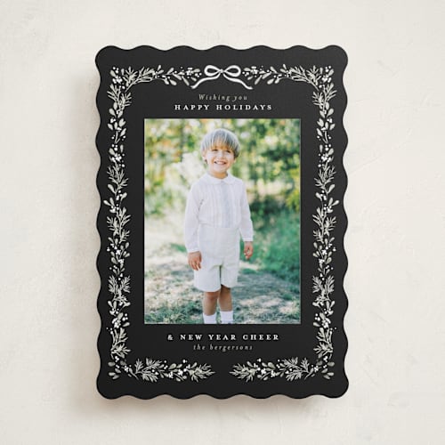 This is a coal holiday photo cards with standard by Itsy Belle Studio called bountiful boughs printing on recycled smooth signature in standard