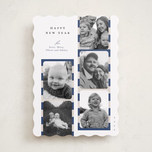 This is a cape cod holiday photo cards with standard by Carrie ONeal called peppermint strip printing on recycled smooth signature in standard