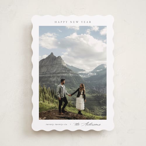 This is a snow holiday photo cards with standard by Nicole Walsh called scenic printing on recycled smooth signature in standard