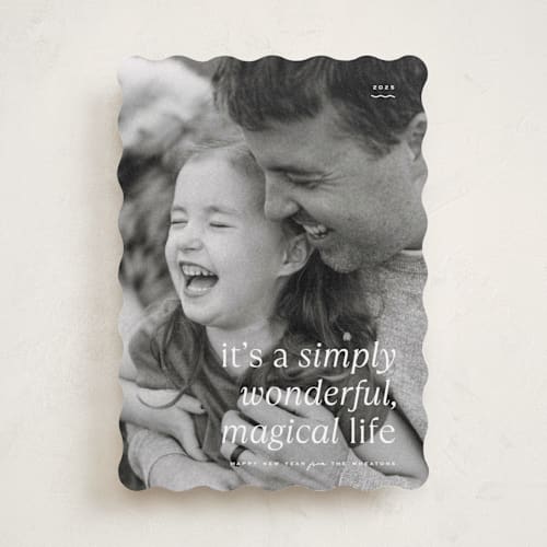 This is a snow holiday photo cards with standard by Blustery August called magical life printing on recycled smooth signature in standard
