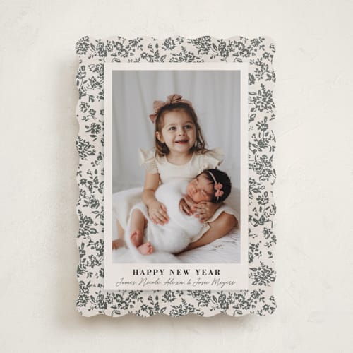 This is a cream holiday photo cards with standard by Jessie Steury called wallpaper printing on recycled smooth signature in standard